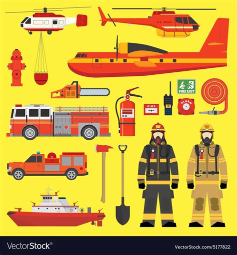 Fire brigade equipment infographics set Royalty Free Vector