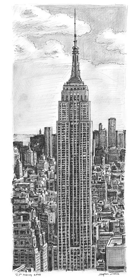 Empire State Building, New York - Original Drawings and Prints for Sale ...