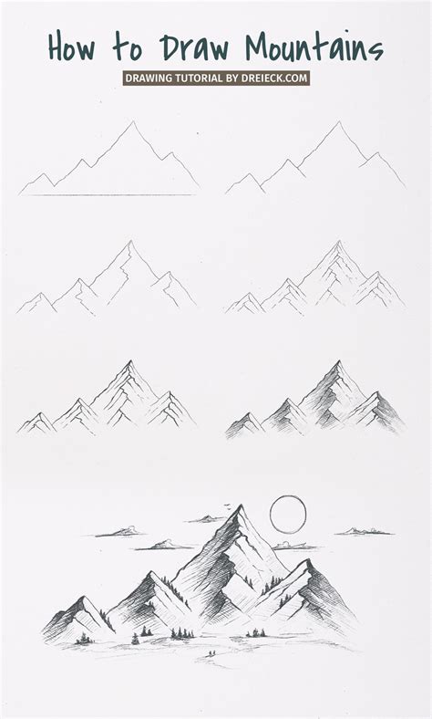 How to draw mountains (easy step by step tutorial) ⛰️