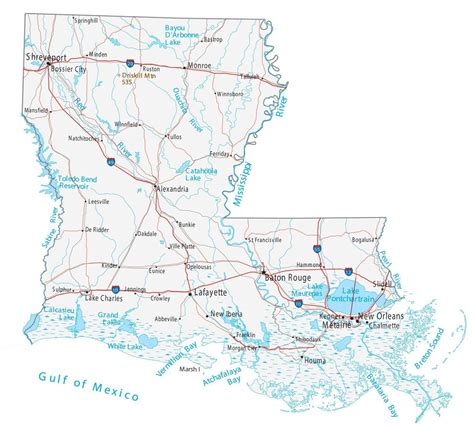 Louisiana Lakes and Rivers Map - GIS Geography