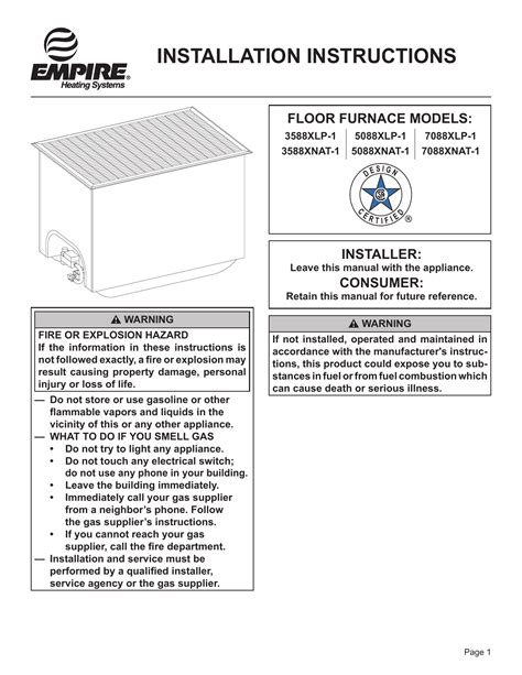 Empire Floor Furnace Owner's manual | Manualzz