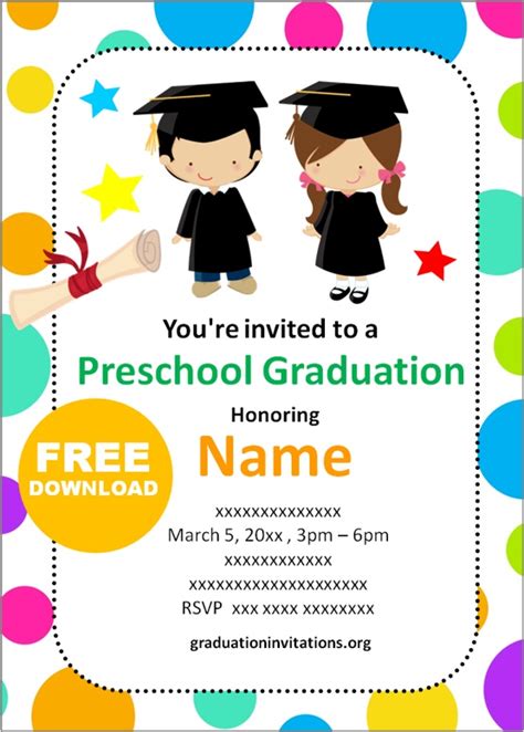 Free Printable Preschool Graduation Invitations Templates Graduat ...