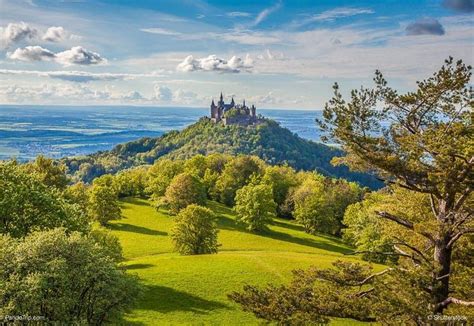 Aerial view of famous Hohenzollern Castle in Germany | Duitsland ...