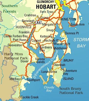 Map of Huon Valley and Bruny Island. Tasmania, travel, Australia | Tasmania road trip, Tasmania ...