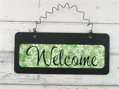 WELCOME SIGN Wooden Metal Cute Daisy Flowers Chalkboard Small