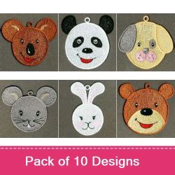 FSL Cute Animal Face Embroidery design pack by Sweet Heirloom, Embroidery Packs on ...