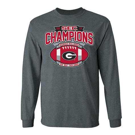 Georgia Bulldogs SEC Champs Long Sleeve TShirt 2017 Charcoal Football ...