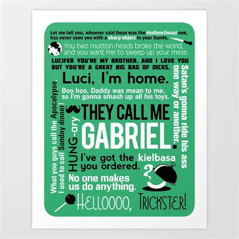 Supernatural - Gabriel Quotes Art Print by natabraska | Society6