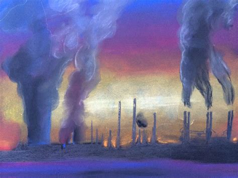 Smoky skyline. Industrial plumes/fumes. | Art, Drawings, Daily drawing