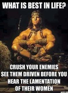 What is best in life? To crush your enemies, to see them driven before ...