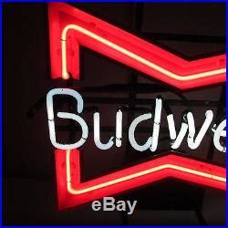 Vintage Budweiser Neon Light Sign, Original Bud Bar Bowtie Advertising, Rare | Vintage Neon Signs