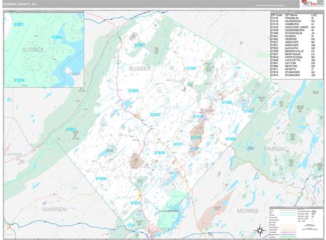 Sussex County, NJ Wall Map Premium Style by MarketMAPS - MapSales