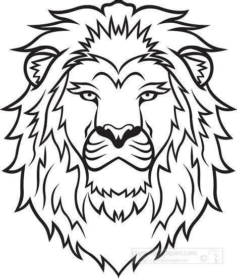 Lion Clipart-large lion head black outline clipart