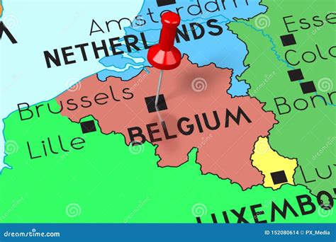 Belgium, Brussels - Capital City, Pinned on Political Map Stock ...