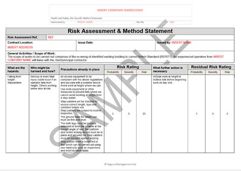 Risk and Method Statement for Electrical rewire | Seguro