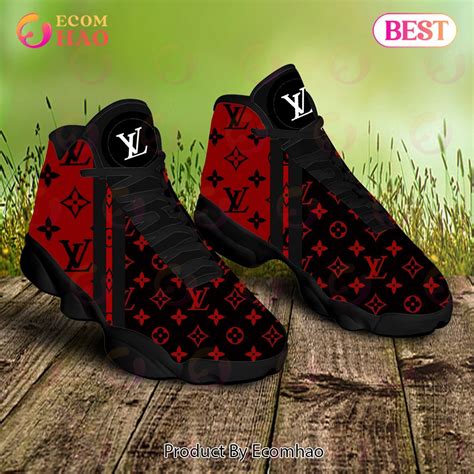 Louis Vuitton Air Jordan 13 Red Black LV Shoes, Sneakers - Ecomhao Store