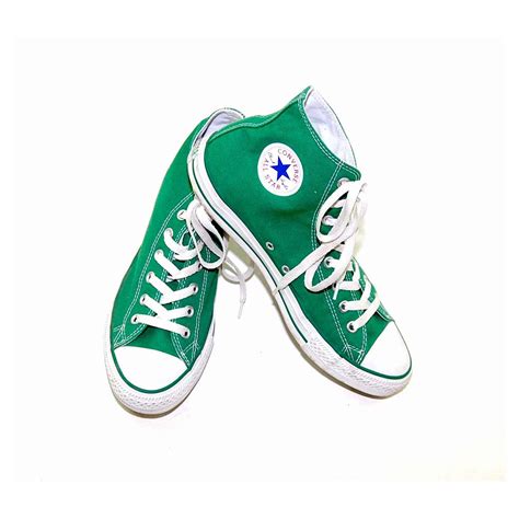 Vintage Green Converse All Star High Tops - 9.5 - Blue 17 Vintage Clothing