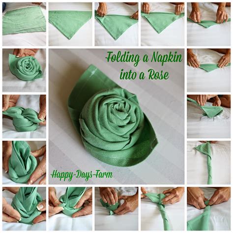 Happy Days Farm®: Folding a Napkin into a Rose Tutorial | Napkin folding rose, Napkin folding ...