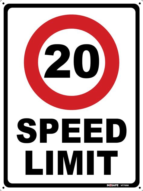 20KM SPEED LIMIT SIGN 225 X 300 PVC | Southern Workwear