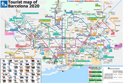 Barcelona metro map with tourist attractions - Barcelona metro map ...