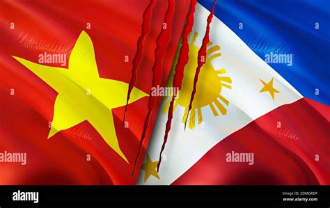 Vietnam and Philippines flags. 3D Waving flag design. Vietnam Philippines flag, picture ...