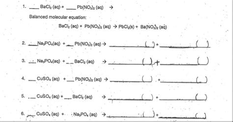 Solved 1.-BaCl2 (aq) + __ Pb(NO3)2 (aq) → Balanced molecular | Chegg.com