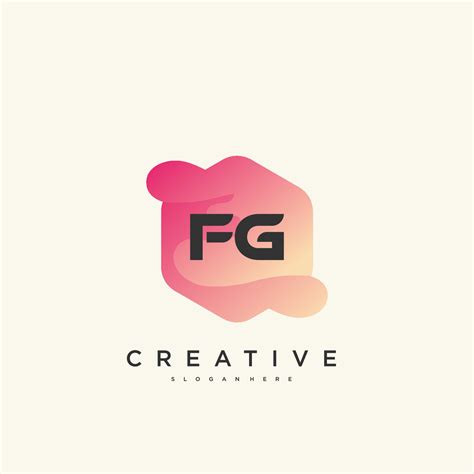 FG Initial Letter logo icon design template elements with wave colorful ...