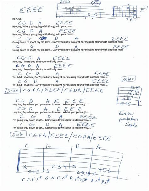 Hey Joe (Traditional) Guitar Chord Chart in 2023 | Song lyrics and chords, Lyrics and chords ...