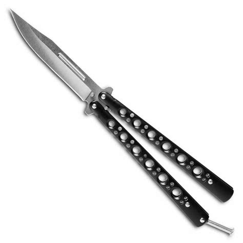 Basic Black Butterfly Knife - Heavy Duty Black Balisong - Professional Riveted Butterfly Knives ...