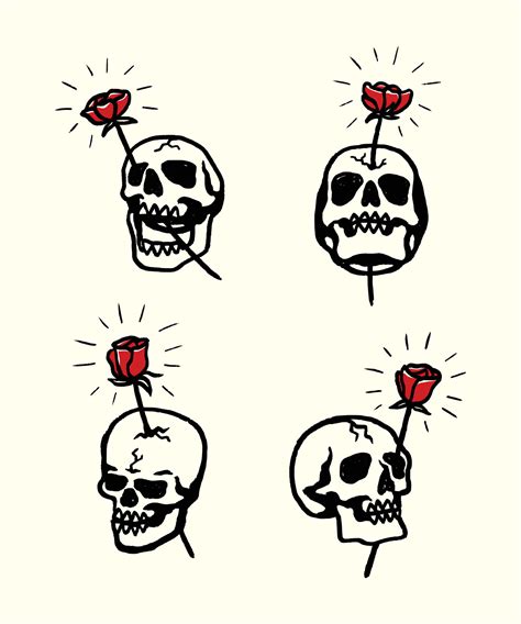 Set of Various Rose Skull Handmade Vector Illustrations 14894970 Vector Art at Vecteezy