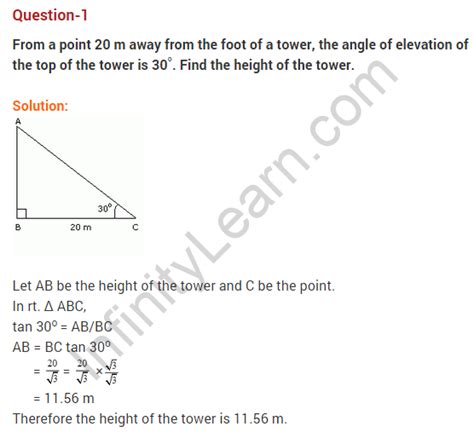 Some Applications of Trigonometry Class 10 Extra Questions Maths Chapter 9