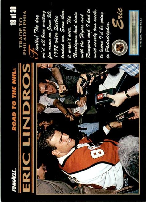 1992-93 Pinnacle Eric Lindros Trade To Philadelphia #18 | eBay