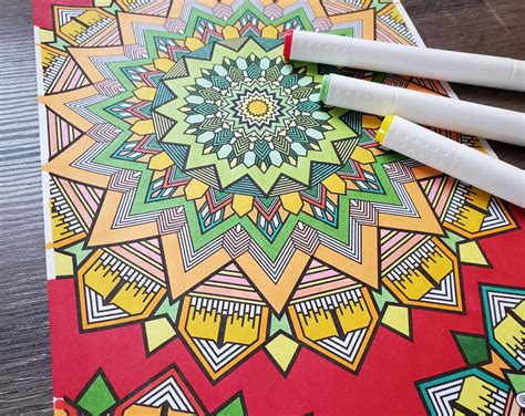 Geometric Mandala Coloring Page Printable - Etsy