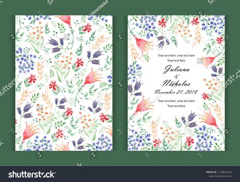 Watercolor Flower Background Border Invitation Card Stock Illustration ...