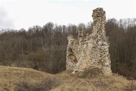 Ruins of Aizkraukle castle stock image. Image of grass - 94587403