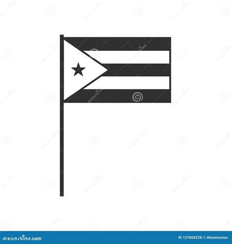 Cuba Flag Icon in Black Outline Flat Design Stock Vector - Illustration of event, flat: 137804228