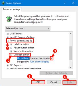 How to change 'Lid open action' in Windows 10 / 11