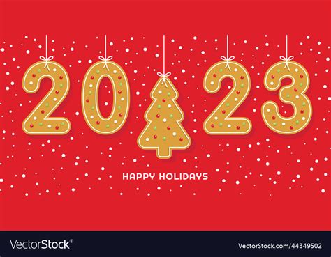 Happy holidays text new year 2023 Royalty Free Vector Image