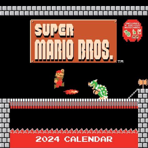 Super Mario Bros. 8-Bit Retro 2024 Wall Calendar with Bonus Diecut Notecards (Other) - Walmart.com