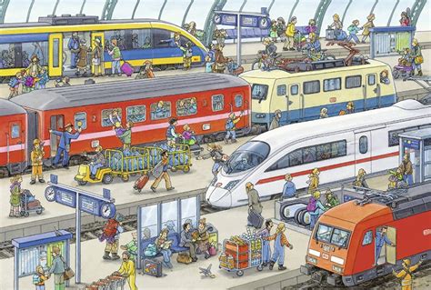 Ravensburger Busy Train Station Puzzle 2x24 | Puzzles Please