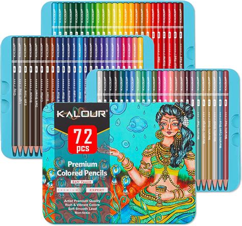 Kalour Premium Colored Pencils,Set of 72 Colors,Artists Soft Core with Vibrant Color,Include 7 ...