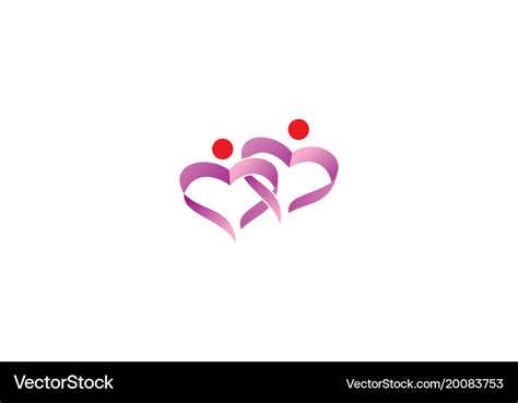 Love heart couple ribbon logo Royalty Free Vector Image