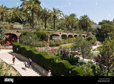 The gardens at Park Guell designed by Antoni Gaudi, Barcelona, Spain Stock Photo - Alamy