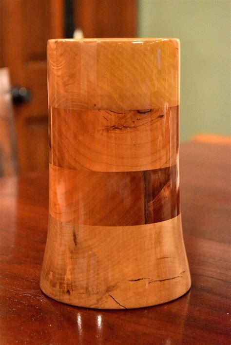 8" tall 5" at the base maple and cherry with a tung oil finish. | Wood vase, Handmade wood, Vase