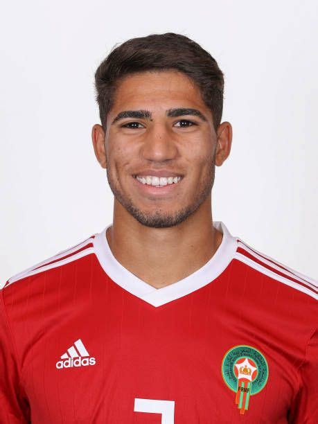 Achraf Hakimi of Morocco poses during the official FIFA World Cup 2018 ...