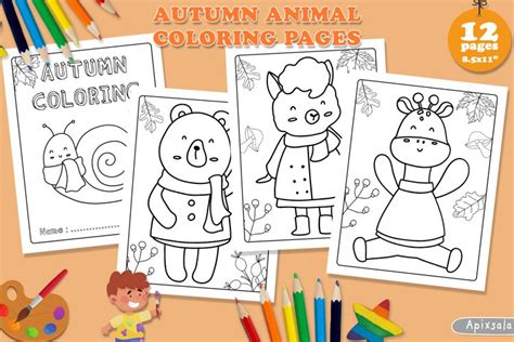 Autumn Animal Kids coloring pages | kids coloring pages