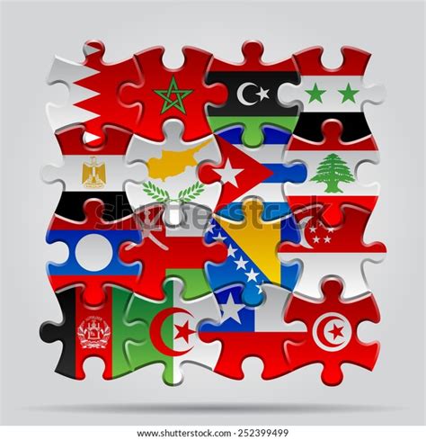 Set Puzzle World Flags Vector Illustration Stock Vector (Royalty Free ...