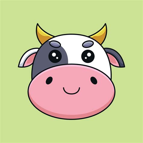 cute cow head cartoon mascot doodle art hand drawn outline concept ...