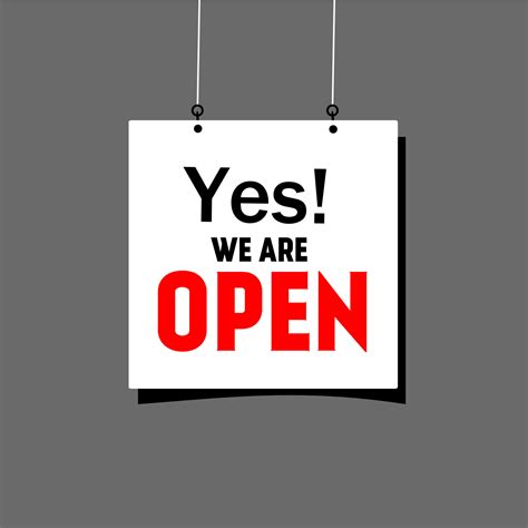 Yes We're Open. Hanging poster banner design. Vector illustration. web element. 21779380 Vector ...