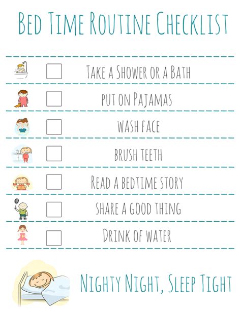 Bedtime Routine Chart Free Printable